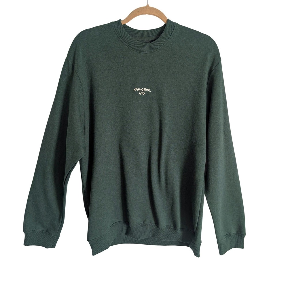 Vox Populi Blokecore Retro Green Oversized 3D New York Logo Sweatshirt